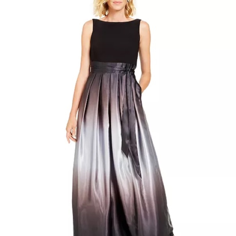 Ombré Satin Bow Sash Gown